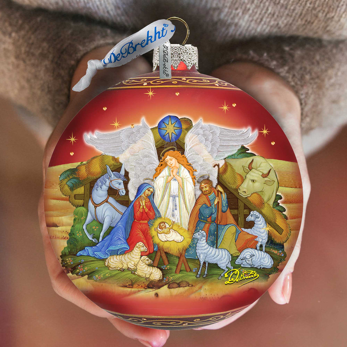 Guarding Light Nativity Glass Ornament Limited Edition by G. DeBrekht - Inspirational Nativity Décor - 73860-2