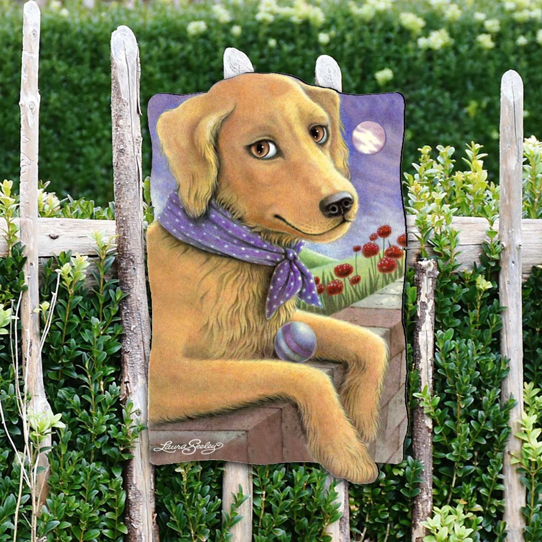 Flowers Fetch & Fun Holiday Outdoor Decor Large Ornament by Laura Seeley - Pets Dog and Cats Decor - 8511011M