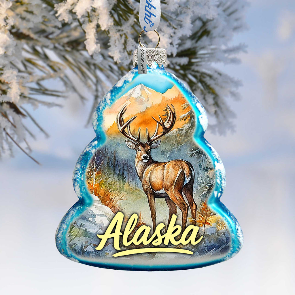 Alaska Deer Glass Ornament – Handcrafted Mercury Glass Ornament - Wildlife Holiday Decor by G. DeBrekht - 777434