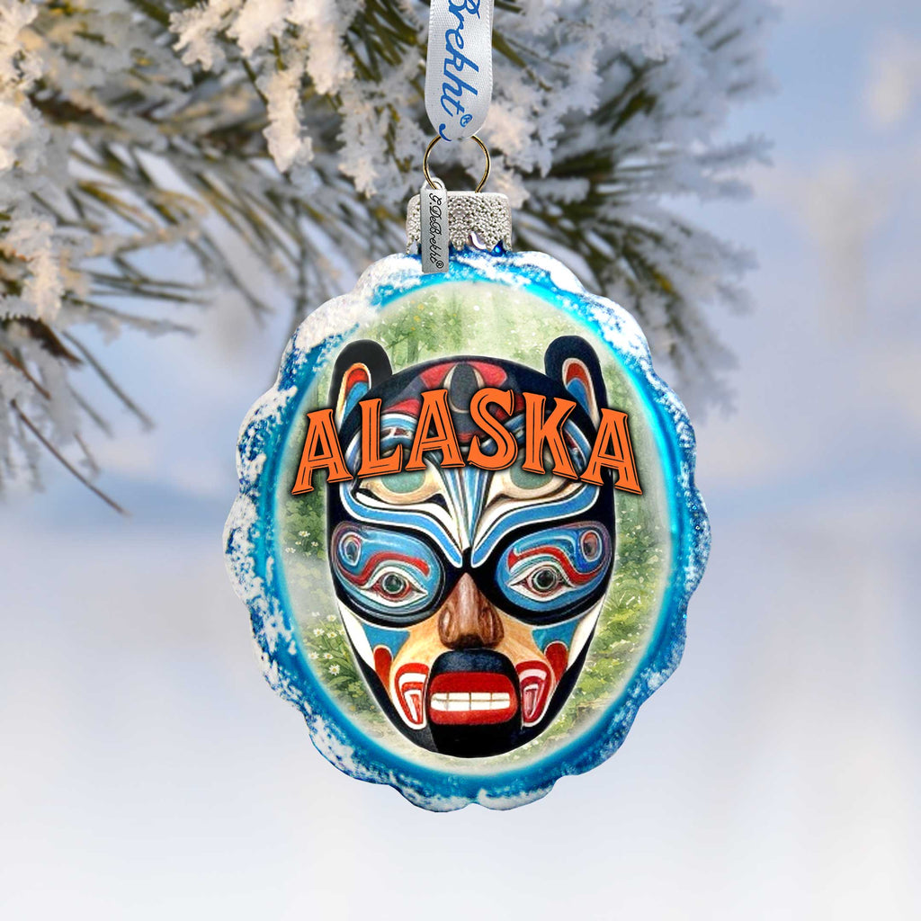 Alaska Tribal Mask Glass Ornament – Handcrafted Mercury Glass Ornament by G. DeBrekht - Wildlife Holiday Decor - 777427