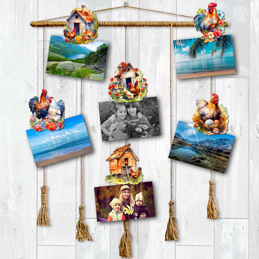 Spring on the Farm Clip-On Eco Wood Decorative Ornaments Set of 6 by G. Debrekht - Easter Decor - 8090056C-S6