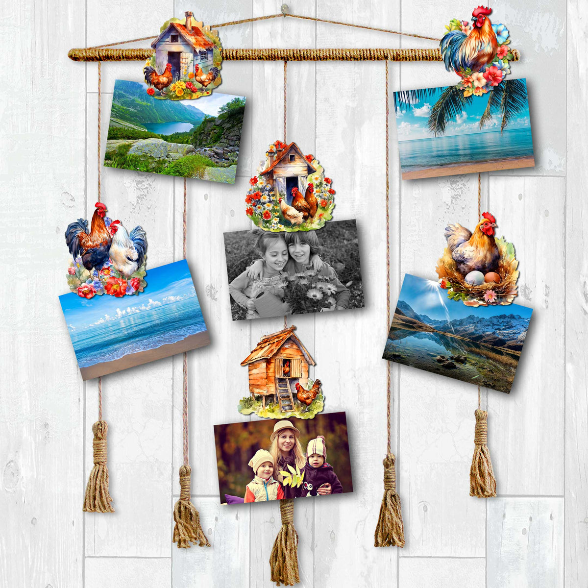 Spring on the Farm Clip-On Eco Wood Decorative Ornaments Set of 6 by G. Debrekht - Easter Decor - 8090056C-S6