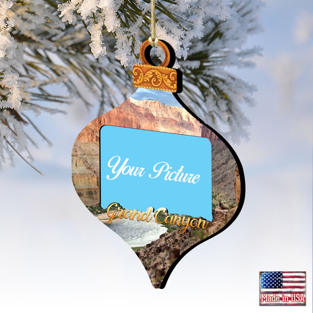 Canyon Picture Frame Ornaments - Ornament for Photo - Wildlife Holiday Decor - 8112182-3PF