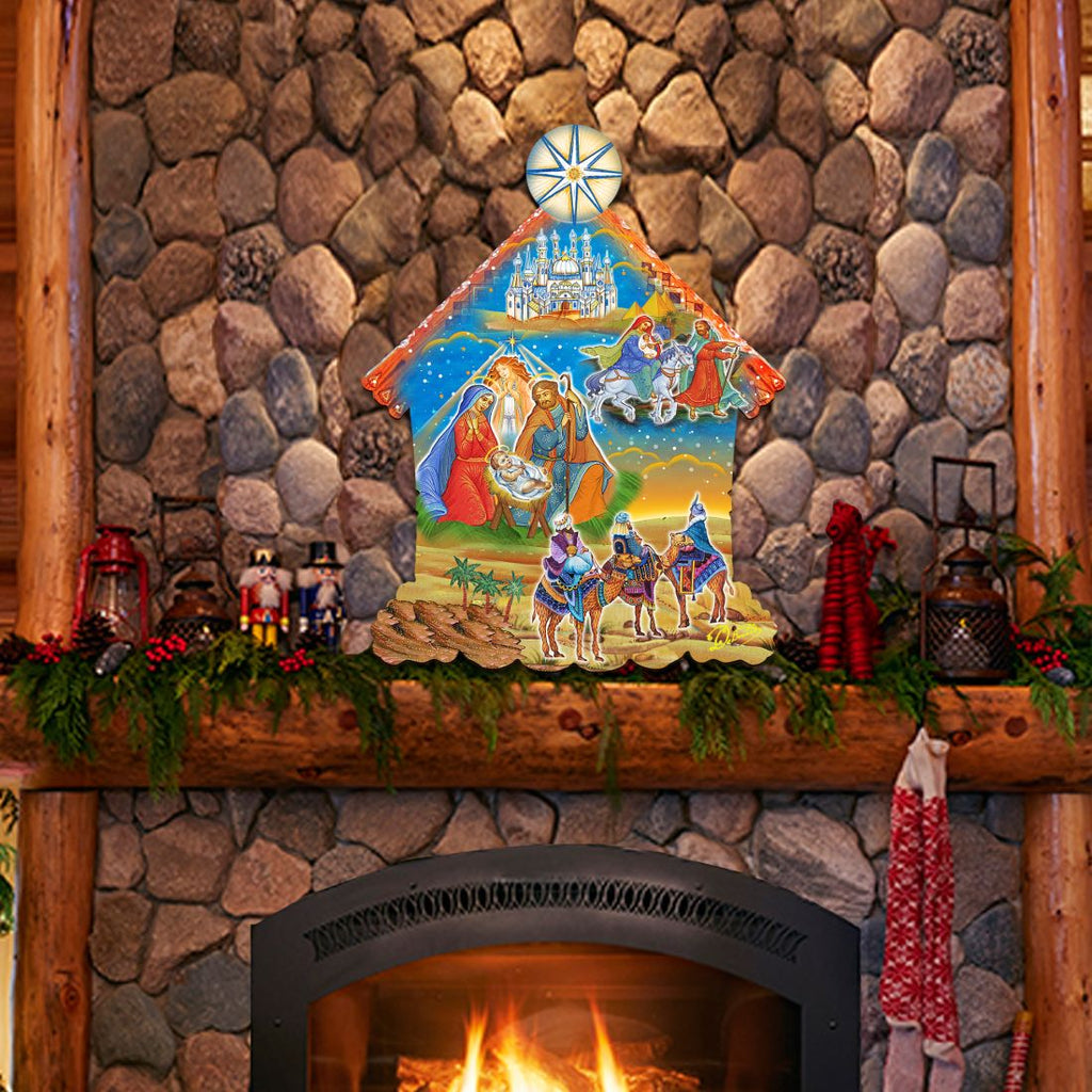 Up-Up and Away Christmas Door Decor by G. DeBrekht - Christmas Santa Snowman Decor - 8186134H