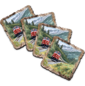 Train Wooden Cork Coasters Gift Set of 4 by Nature Wonders Nature Wildlife Decor  - 95393C-S4