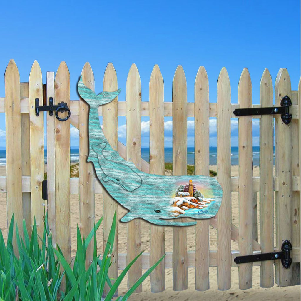 Whale Family Decorative Door Decor by G. DeBrekht - Coastal Holiday Decor - 8198516H