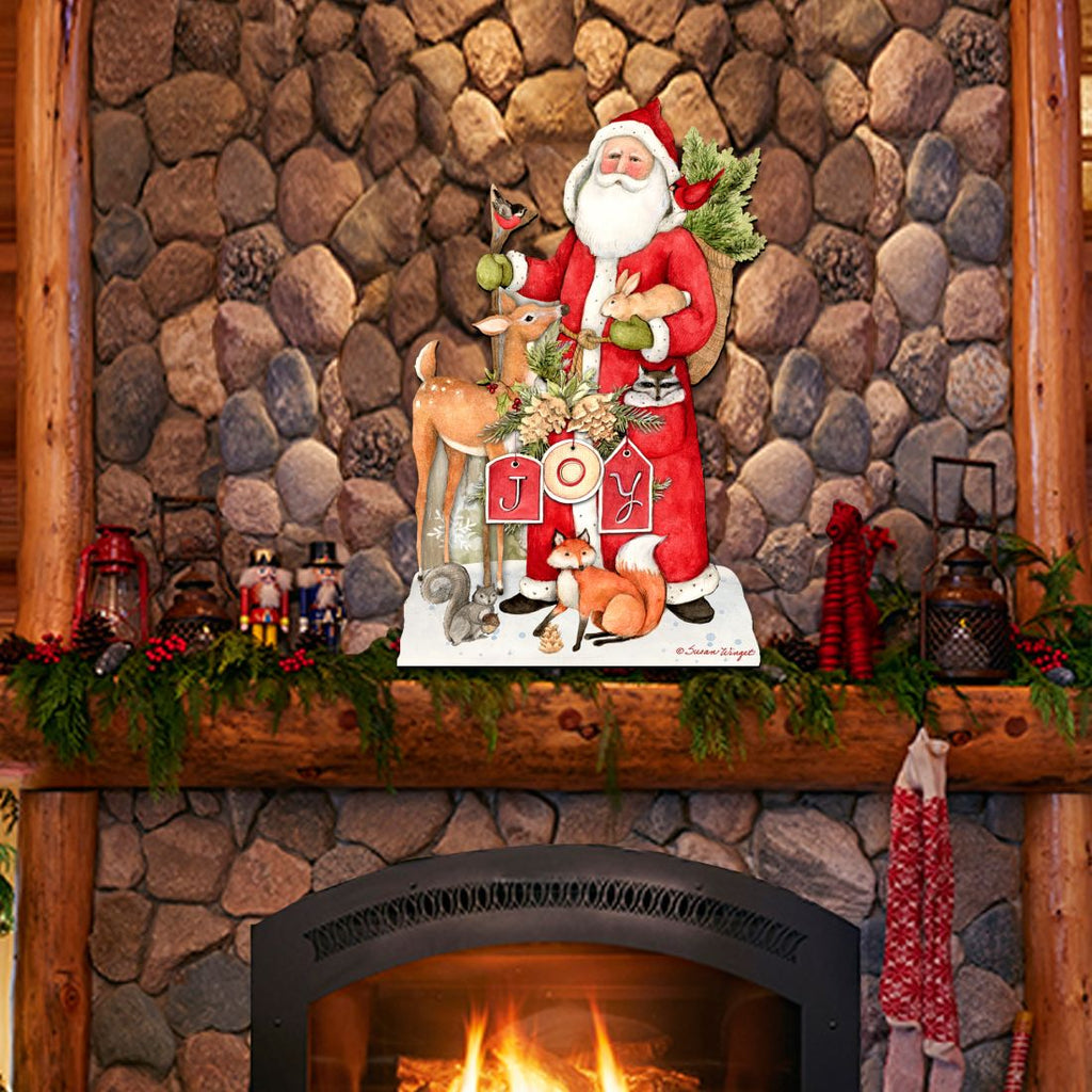 Woodland Frosty Santa Door Decor by Susan Winget - Christmas Santa Snowman Decor