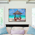 Beach Cabana Wood Wooden Coastal Wall Art by Nature Wonders - Coastal Sea-Life Decor - 95270B