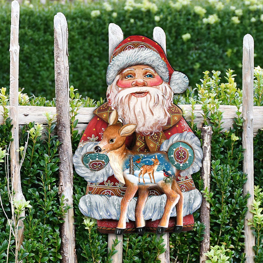 Holiday Fawn Decorative Christmas Door Decor by G. DeBrekht - Christmas Santa Snowman Decor - 8118081H