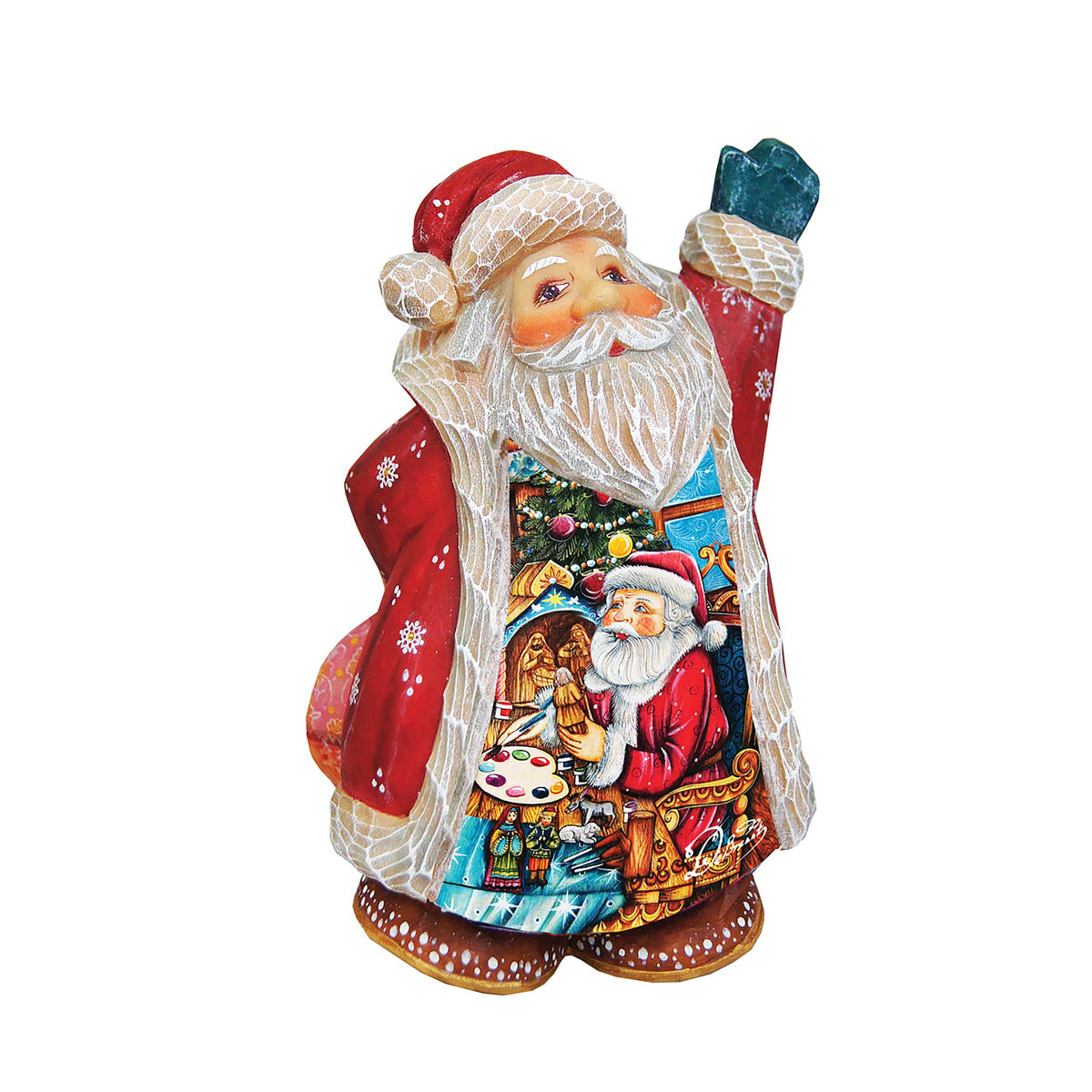 Nativity Workshop Santa Handcrafted Christmas Figurine - G. DeBrekht - Christmas Santa Snowman Decor - 5165122