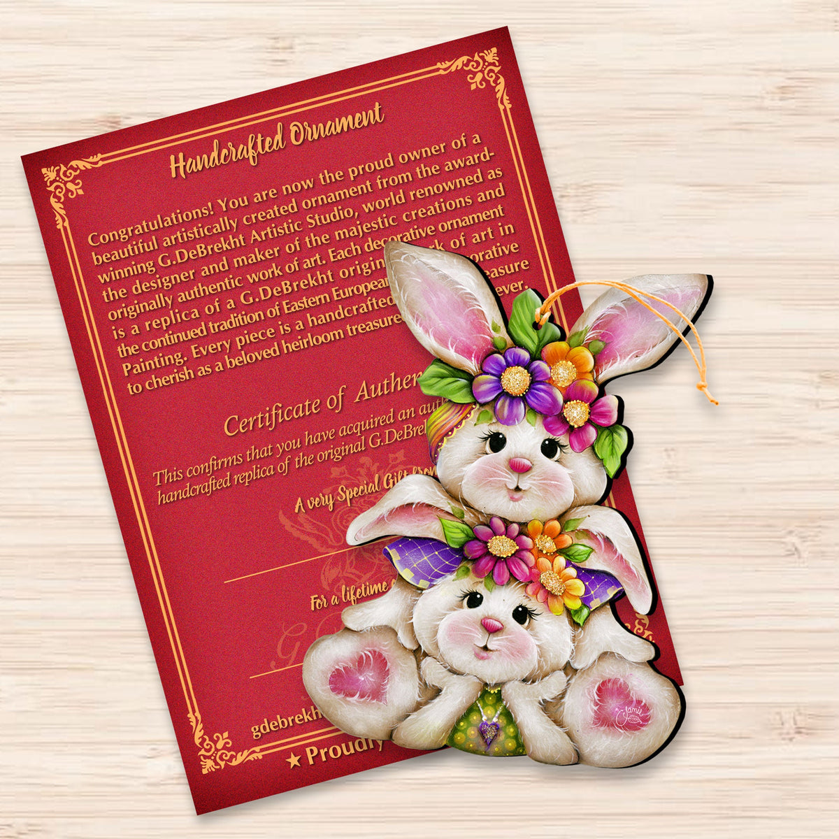 Easter Bunny Ornaments Set of 3- Spring Home Decor -Easter Basket Tag - Easter Gift by J. Mills-Price - 8091046-S3