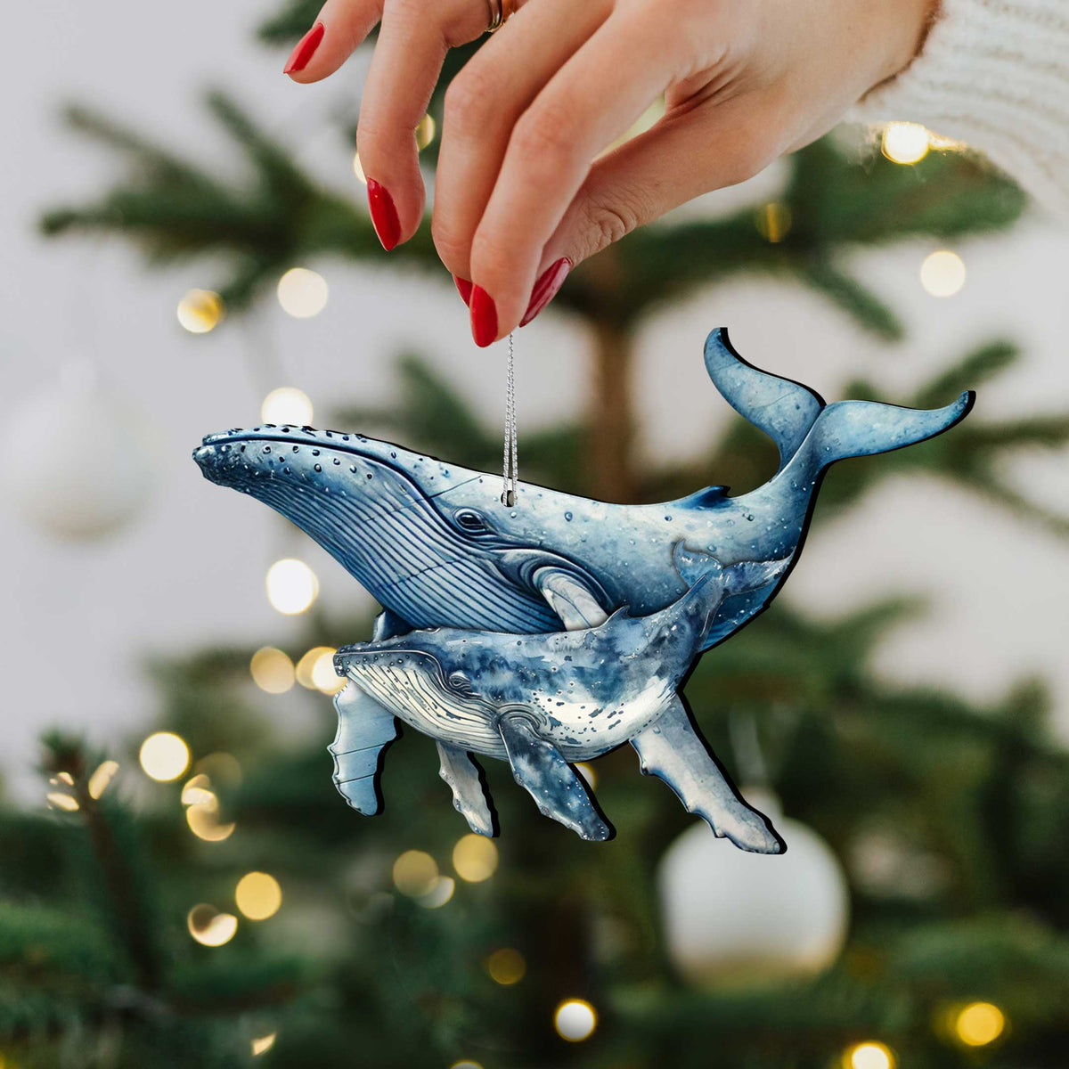 Alaska Whales Wooden Christmas Ornaments – Set of 3 Marine Wildlife Keepsakes – 8091048-S3