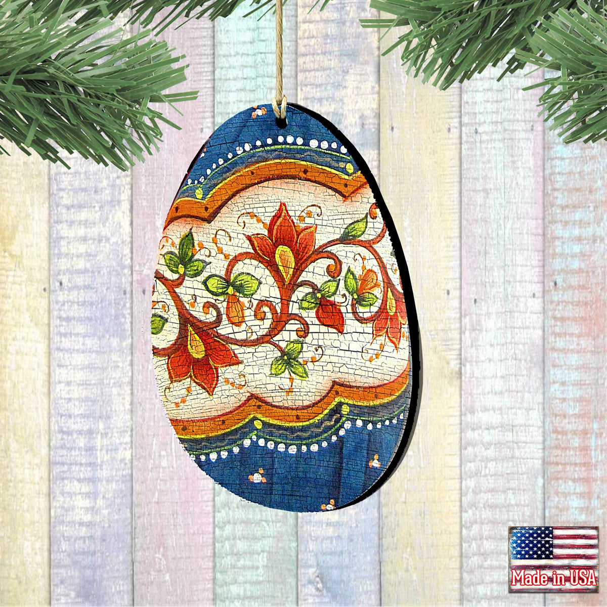 Deco Eggs Wooden Ornaments Set of 6 by G. DeBrekht - Designocracy - 8199720-S6