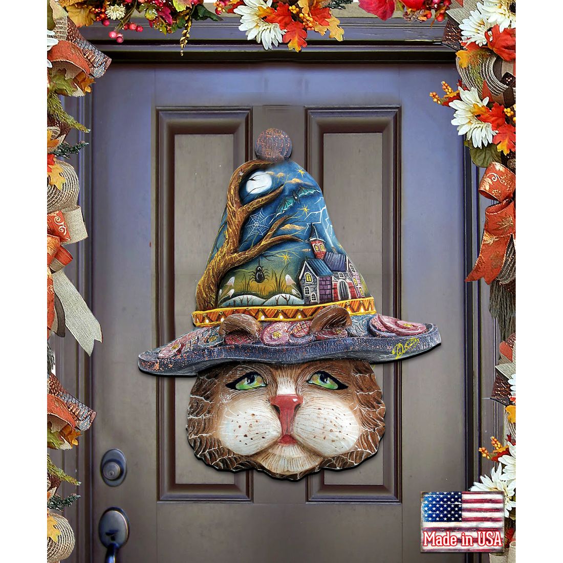 Halloween Eve Cat Halloween Door Decor by G. DeBrekht - Thanksgiving Halloween Decor - 8161039H