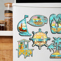 Nautical Decorative Eco Wood Magnets Set of 6 by G. Debrekht - Coastal Decor - 8090061G-S6