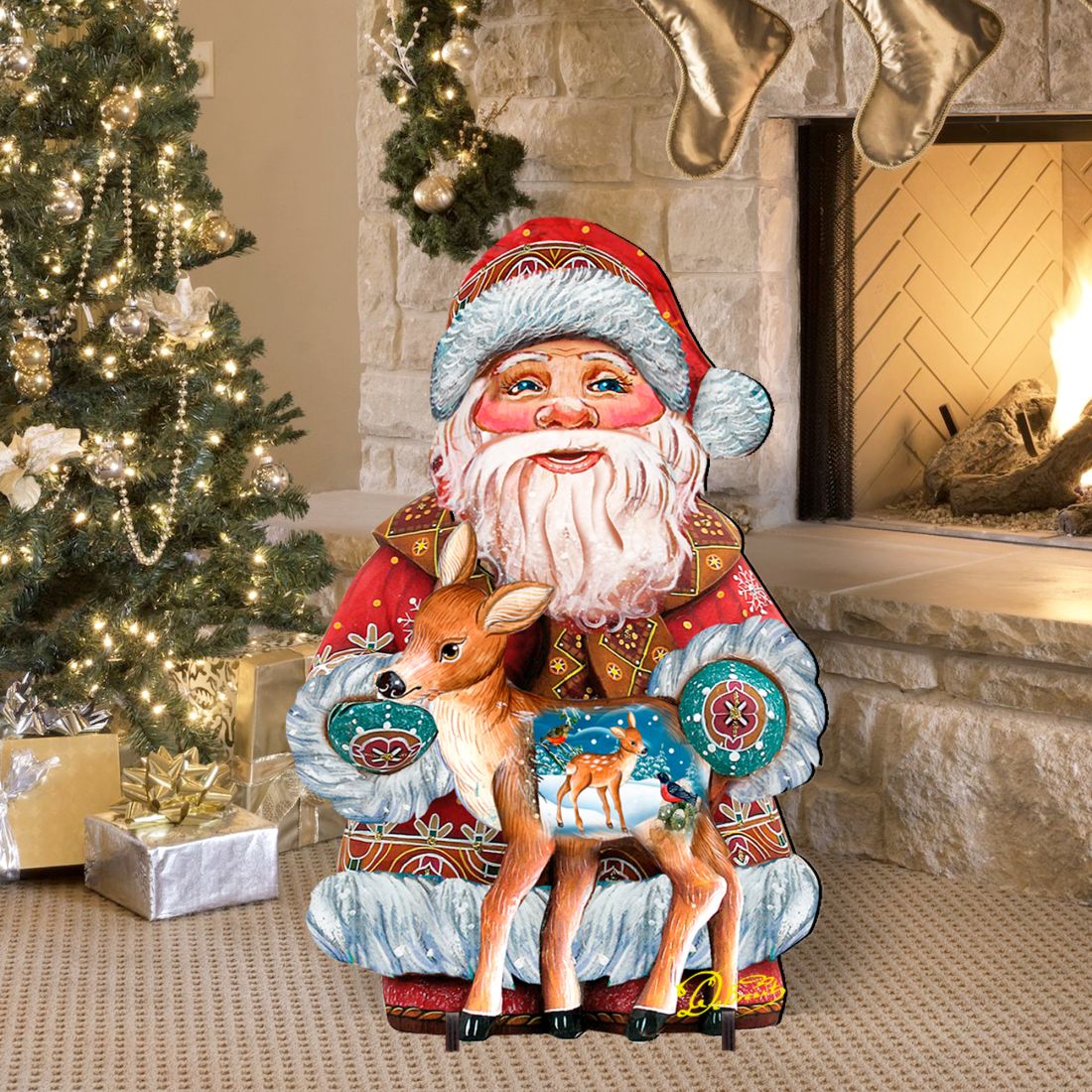 Deerest Friends Christmas Outdoor Yard Sign by G. DeBrekht - Christmas Santa Snowman Decor - 8118081F