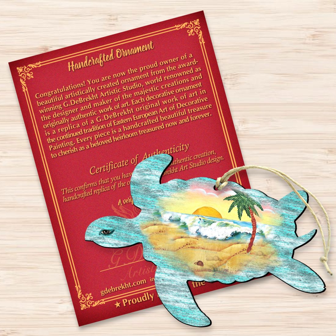 Turtle Wooden Ornaments by G. DeBrekht - Coastal Holiday Decor - 8198518