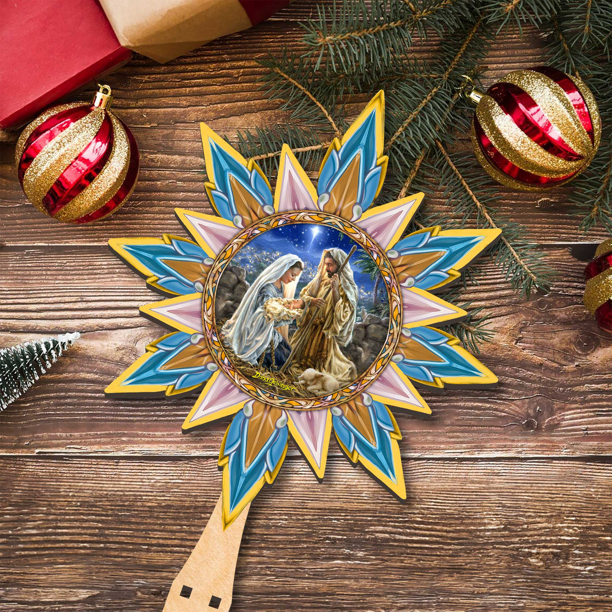 Glory to God Star Tree Topper Wooden Decor by D. Gelsinger - Nativity Holiday Decor - 89517-DG