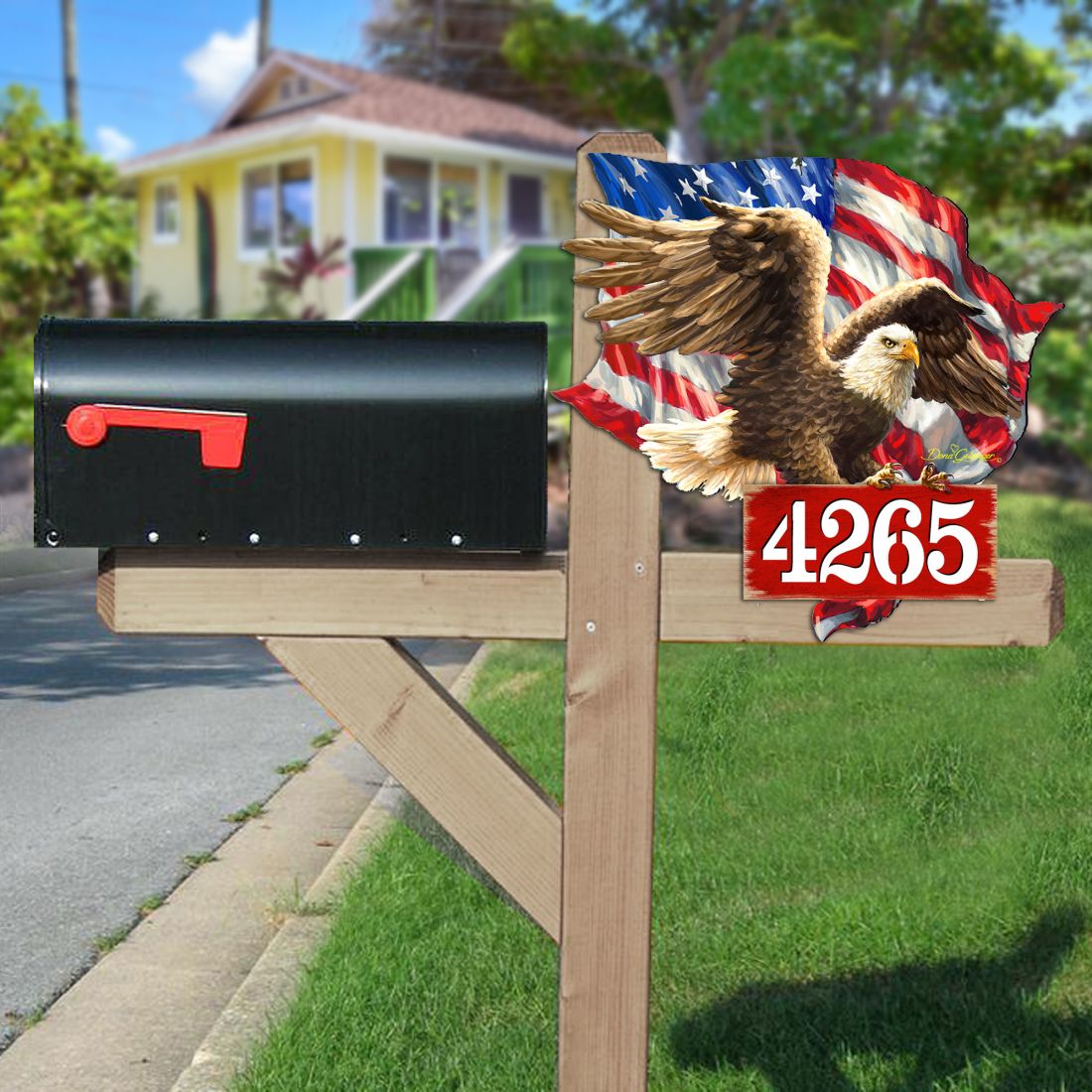American Flag Eagle Patriotic Personalized House Number by Gelsinger - American Patriotic Decor - Address Sign - MA8461052-1432