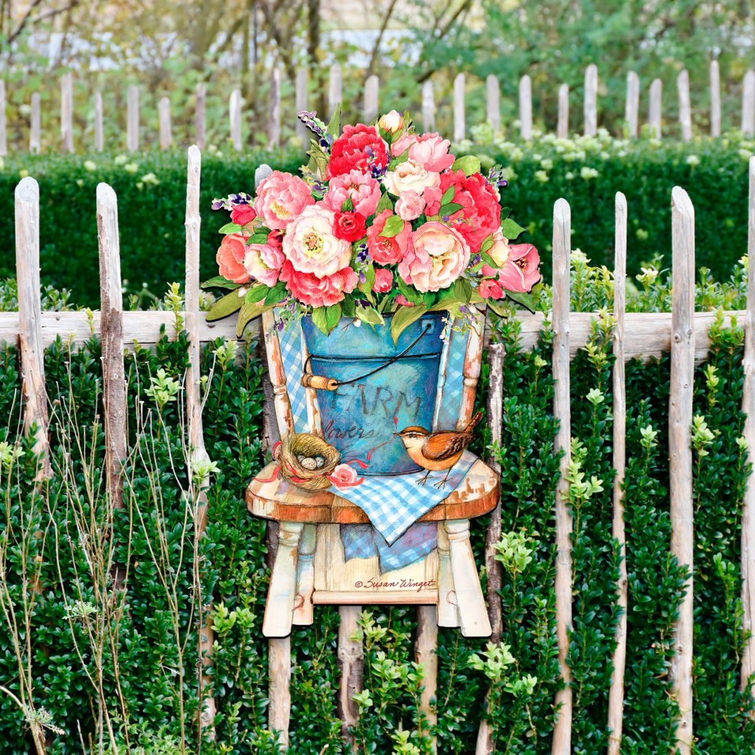 Peony Bouquet Easter Door Dcor by Susan Winget - Easter Spring Decoration - 8471302H-SW