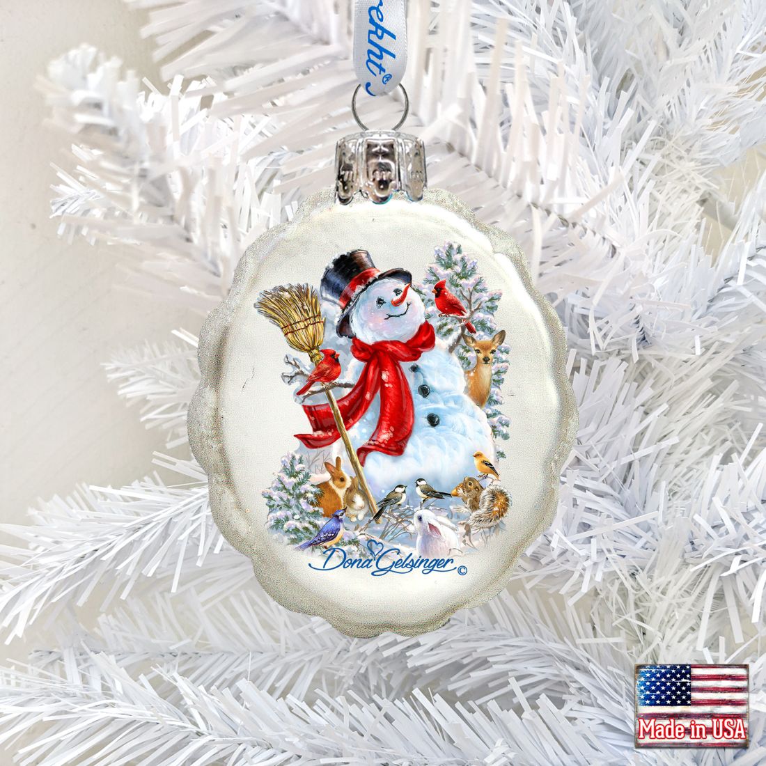 Frosty Forest Friends Mercury Glass Ornament by D. Gelsinger - Christmas Santa Snowman Decor - 778102-1624