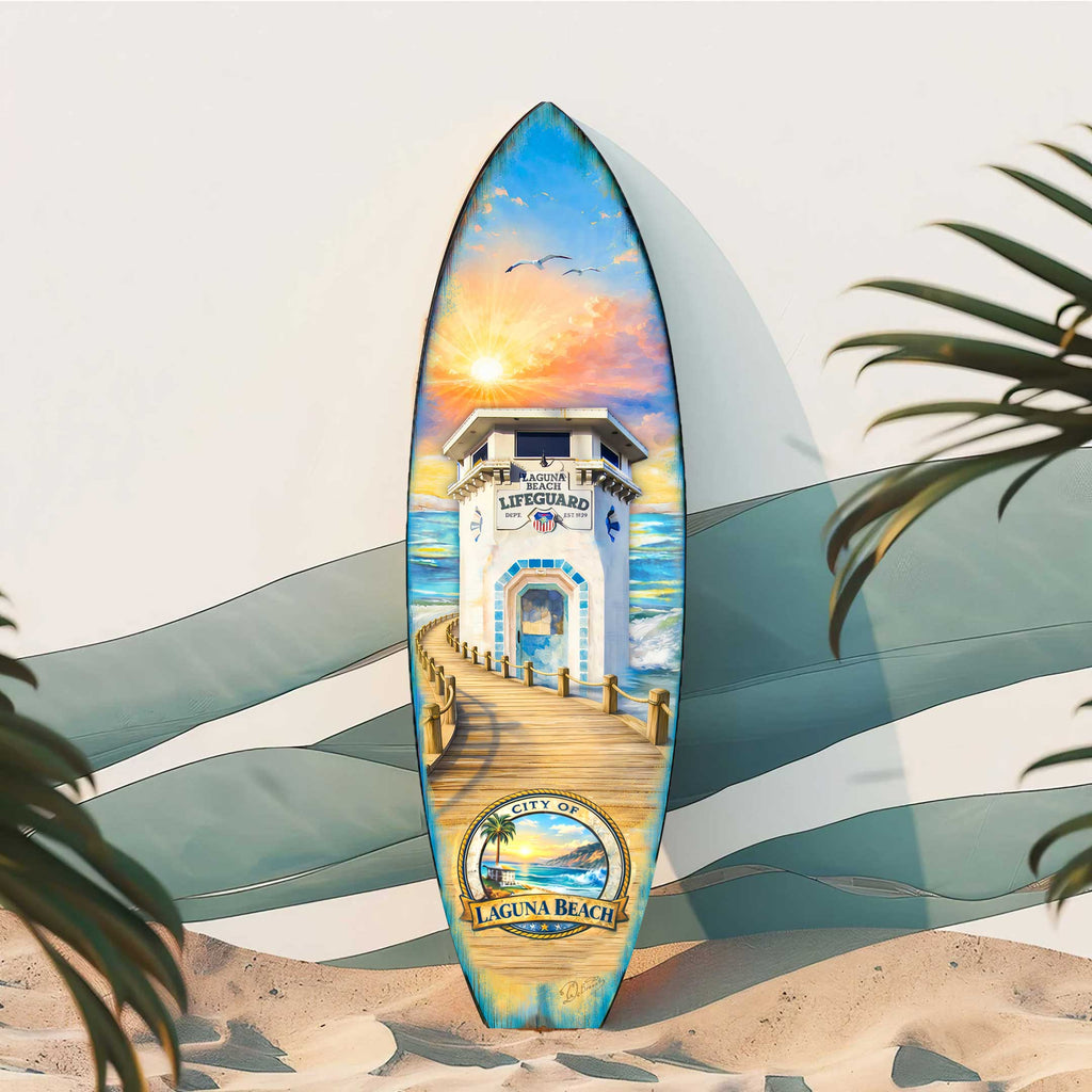 Laguna Beach Surfboard Wall Art – Handcrafted Coastal Decor by G.DeBrekht – Beach House Accent for Indoor & Outdoor – 8490161HS