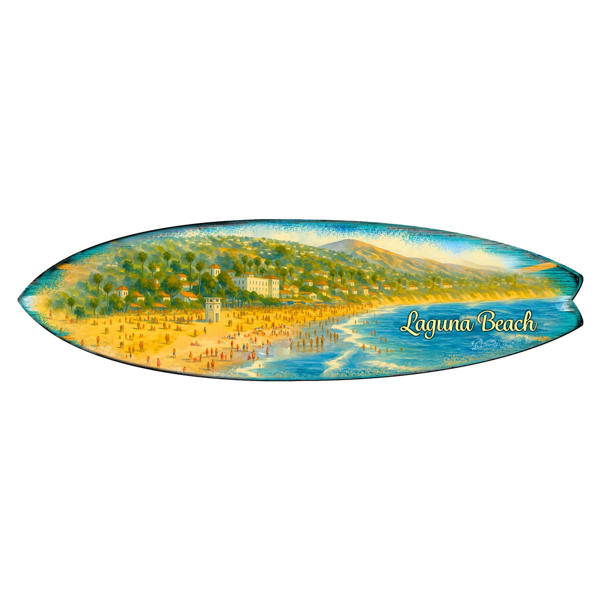 Laguna Beach Panorama Surfboard Wall Art – Handcrafted Coastal Decor by G.DeBrekht – Beach House Accent for Indoor & Outdoor – 8490162HS