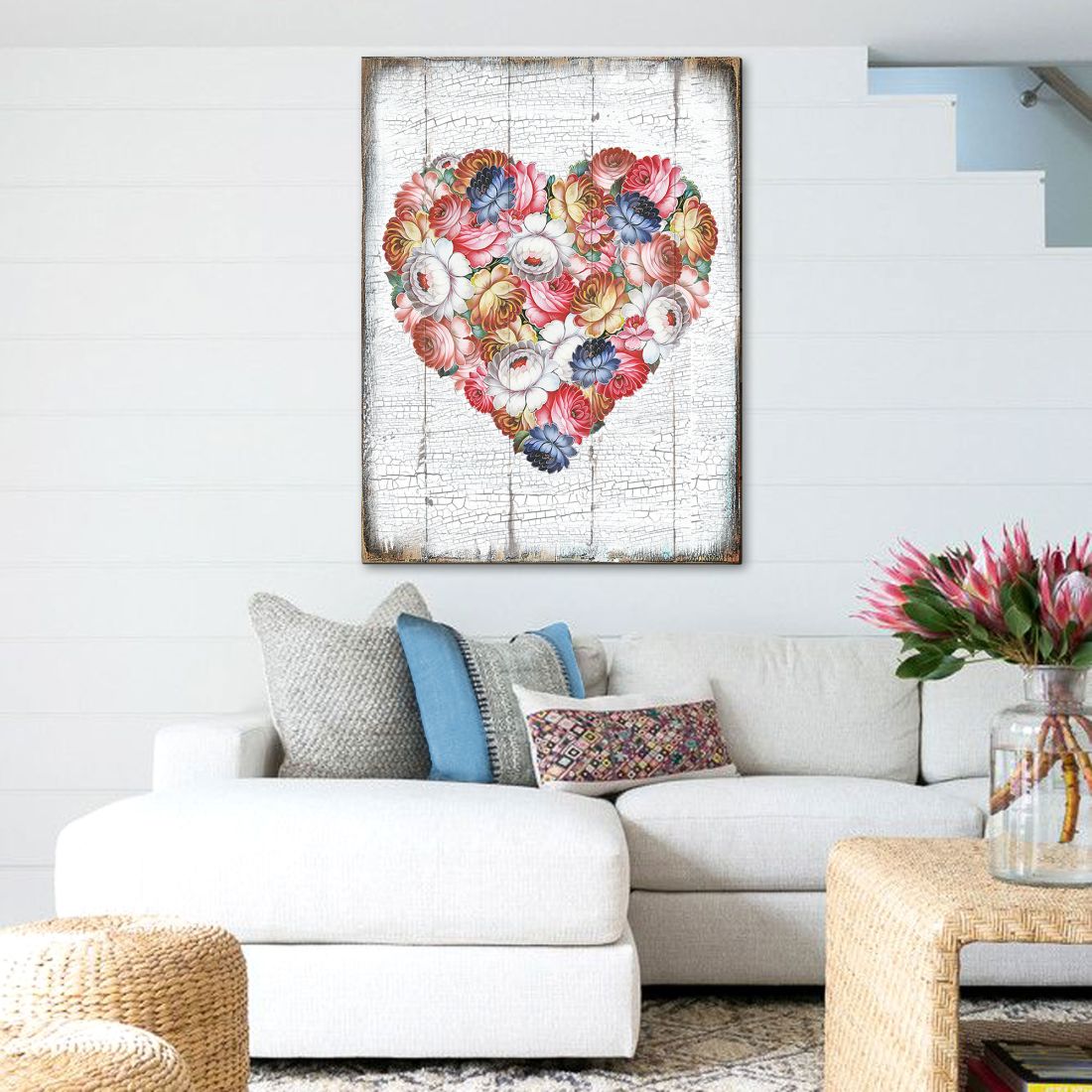 Floral Composition Rustic Wooden Wall Art by G. DeBrekht - Love Family Kids Décor - 85103B