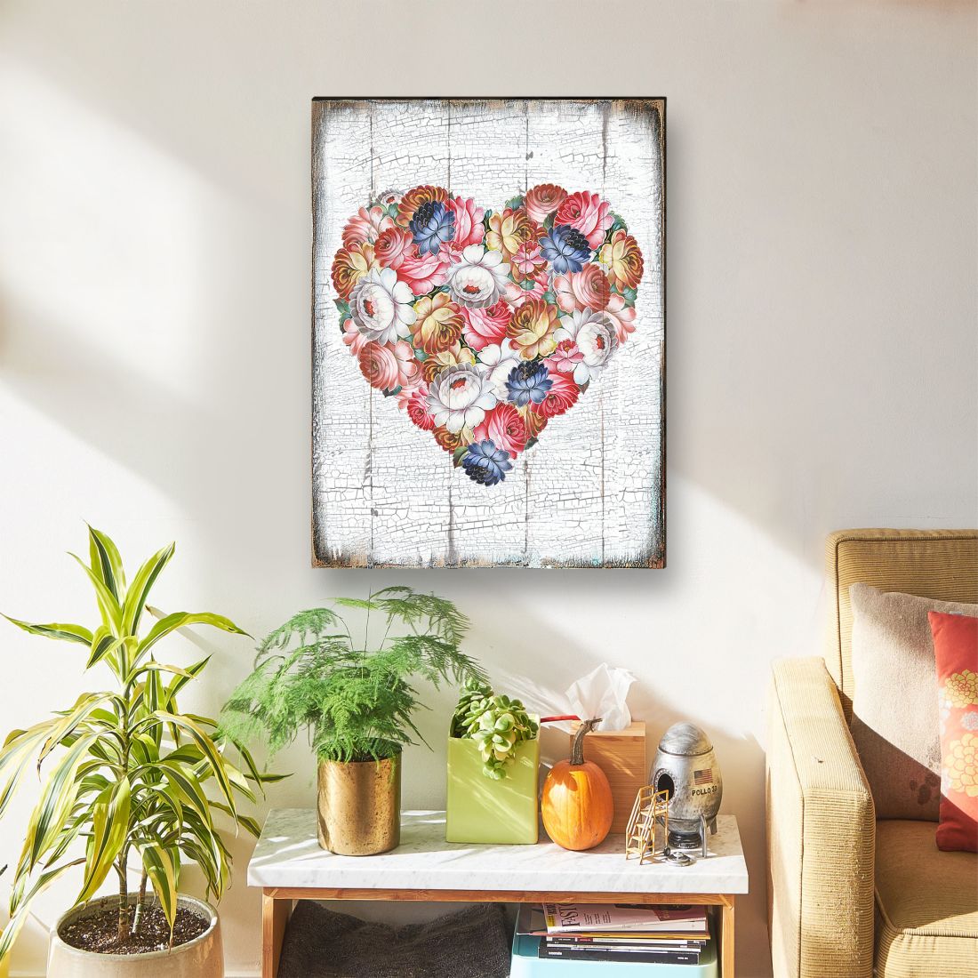Floral Composition Rustic Wooden Wall Art by G. DeBrekht - Love Family Kids Décor - 85103B