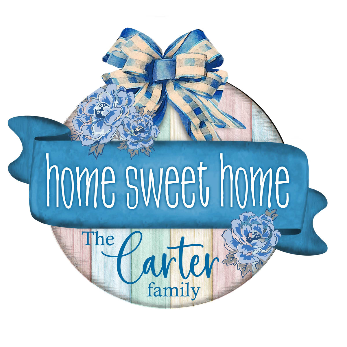 Front door welcome sign Personalized Home Sweet Home wreath Main entrance welcome sign - Wooden front porch decor - 933105HC