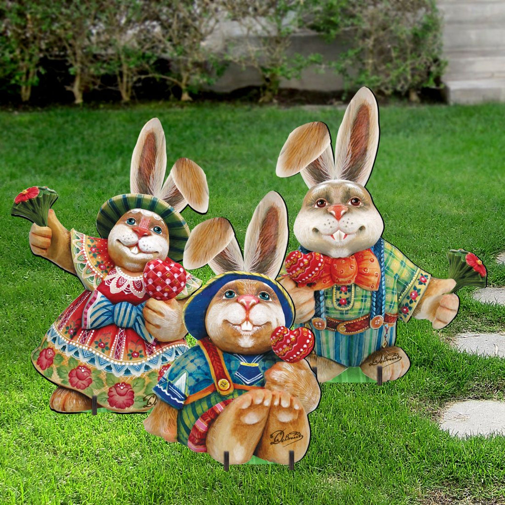 Easter Bunny Family Outdoor Decor by G. DeBrekht - Easter Spring Decor - 8154420F-S3