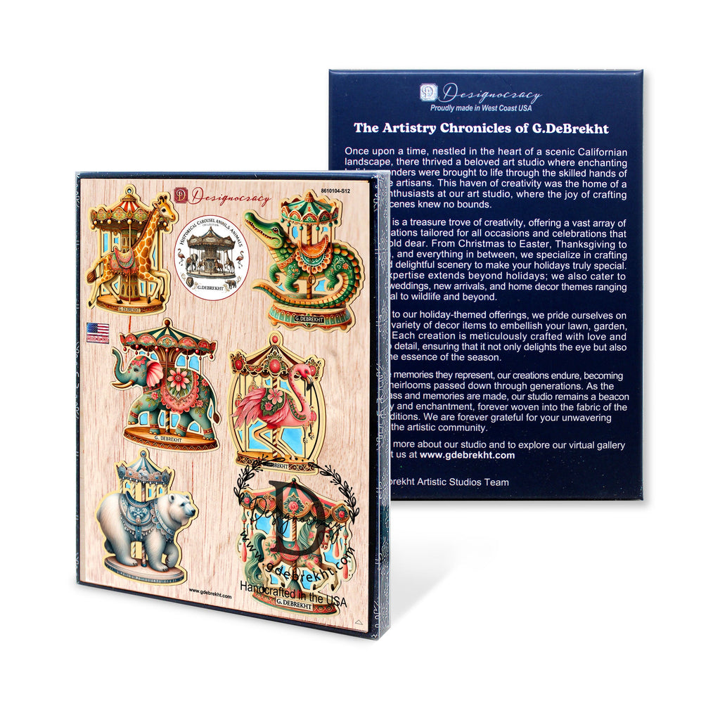 Carousel Animals Christmas Ornaments Set of 12 by G. DeBrekht - Christmas Décor - 8610104-S12