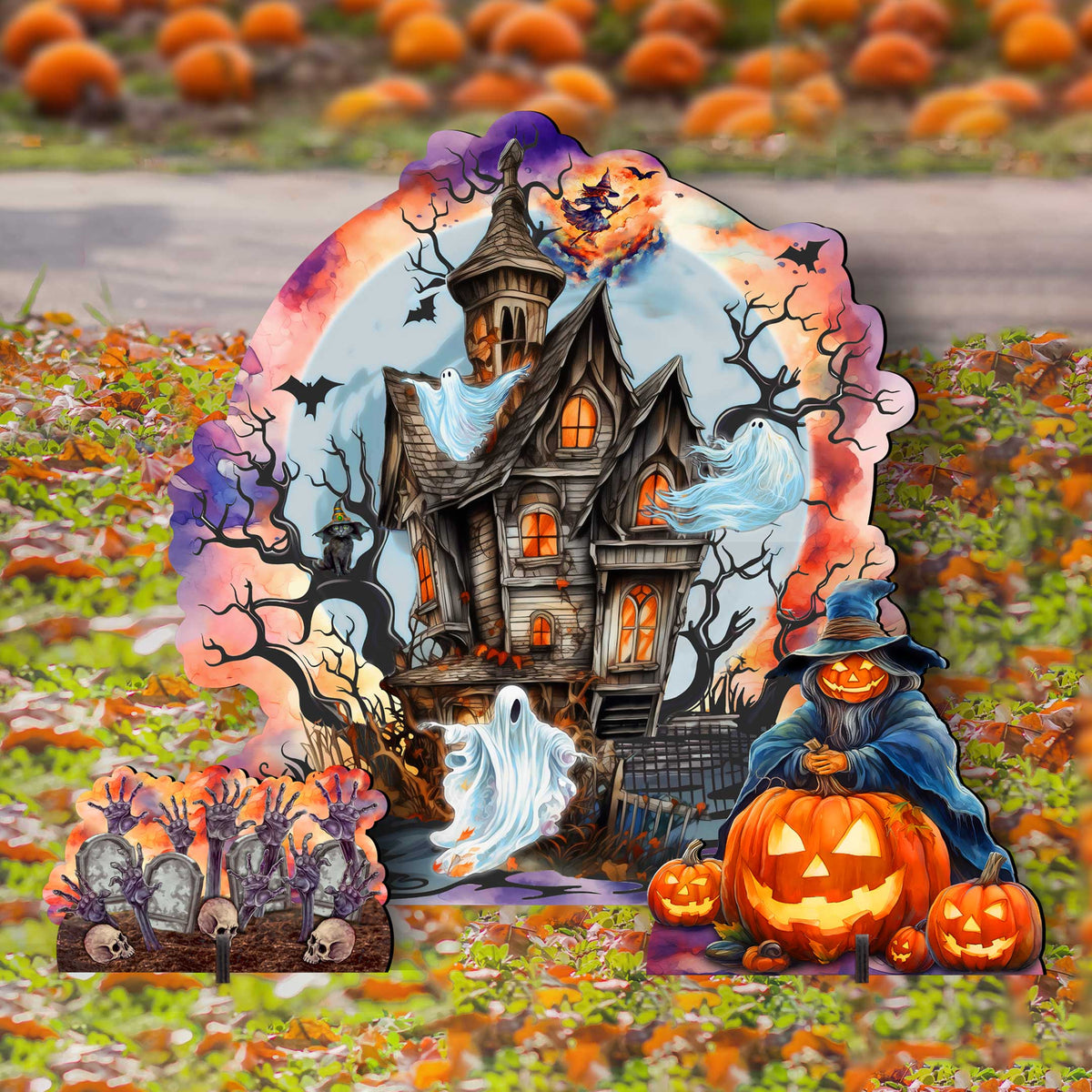 Halloween Haunted House Set of 3 Outdoor Décor Yard Décor by G. Debrekht - Halloween Décor - 8652824F-S3