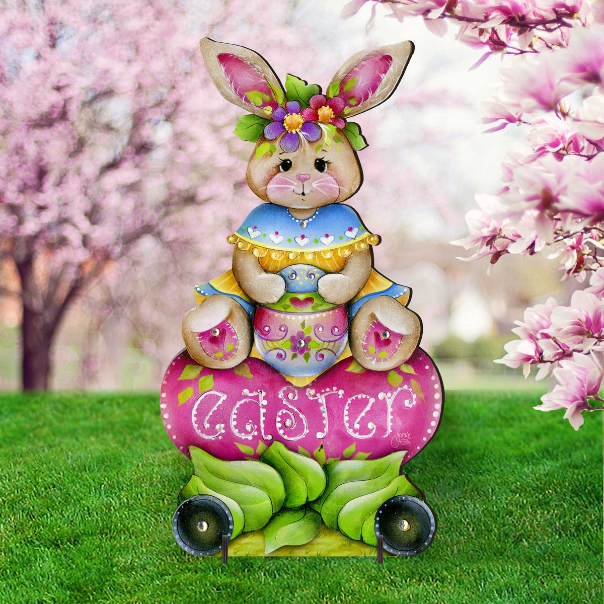 Handcrafted Easter Yard Decor - Easter Bunny Outdoor  Decoration by Jamie Mills-Price - Rustic Spring Decor - 8652826F-MP