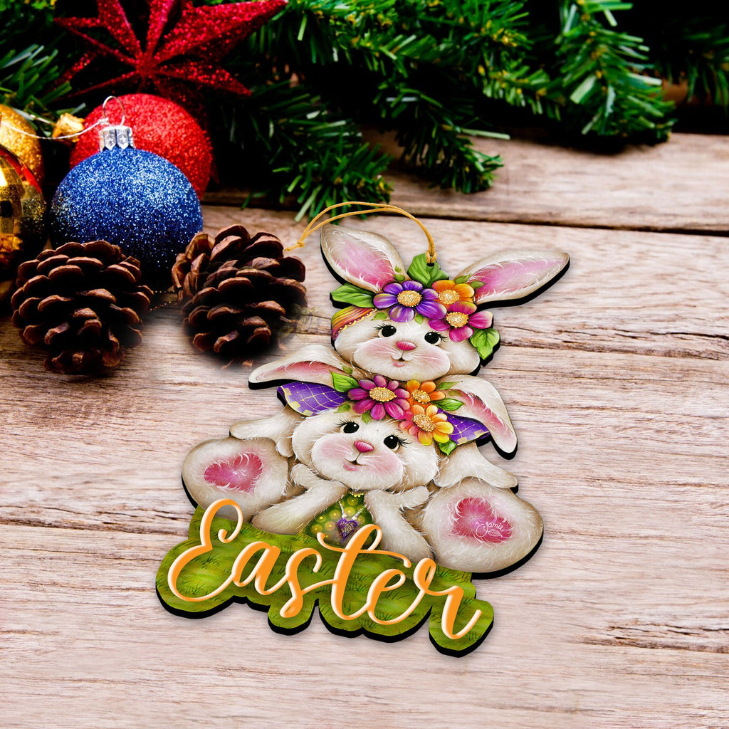 Handcrafted Easter Tree Decor - Easter Bunny Wooden Ornaments - Spring Home Decorations by J. Mills-Price - 8652829