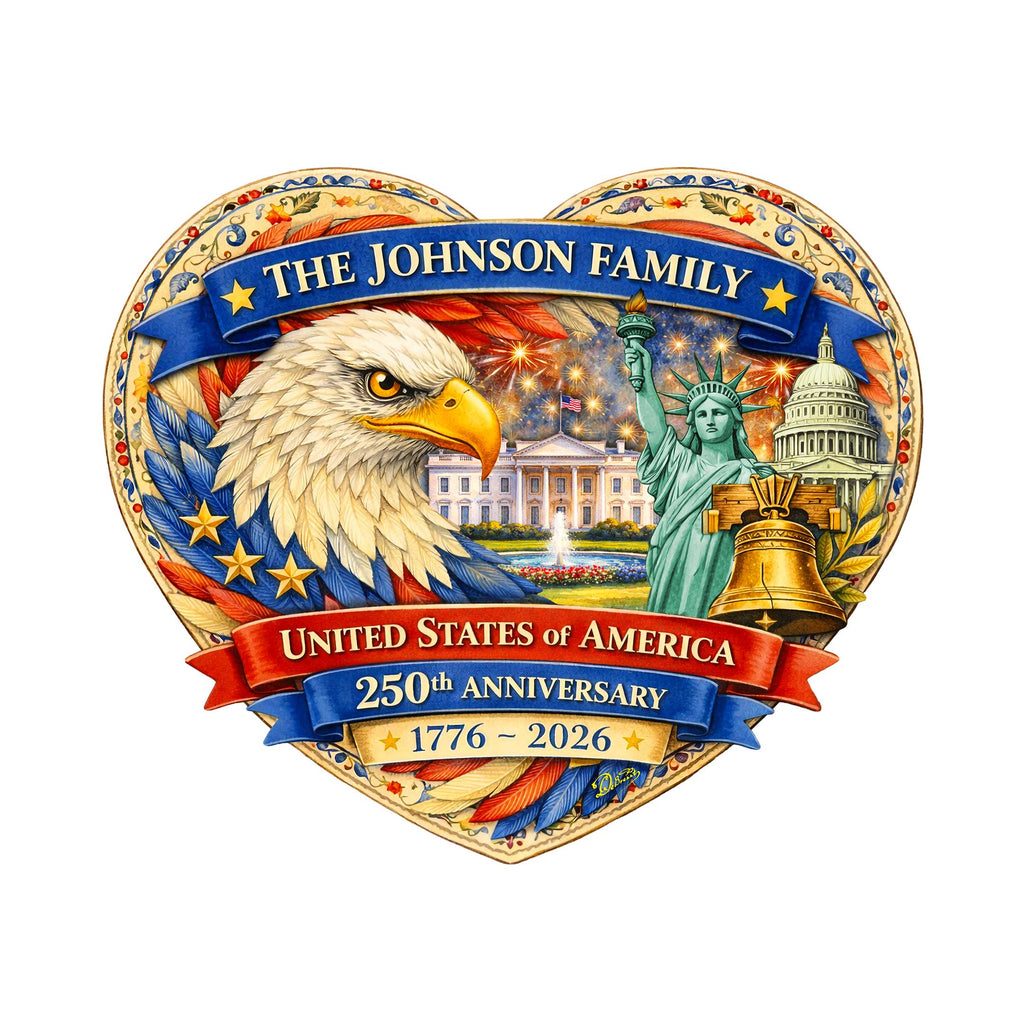 Personalized 250 Years of Freedom Door Hanger – Custom Family Name Patriotic Wall Decor 1776–2026 – 8652874H