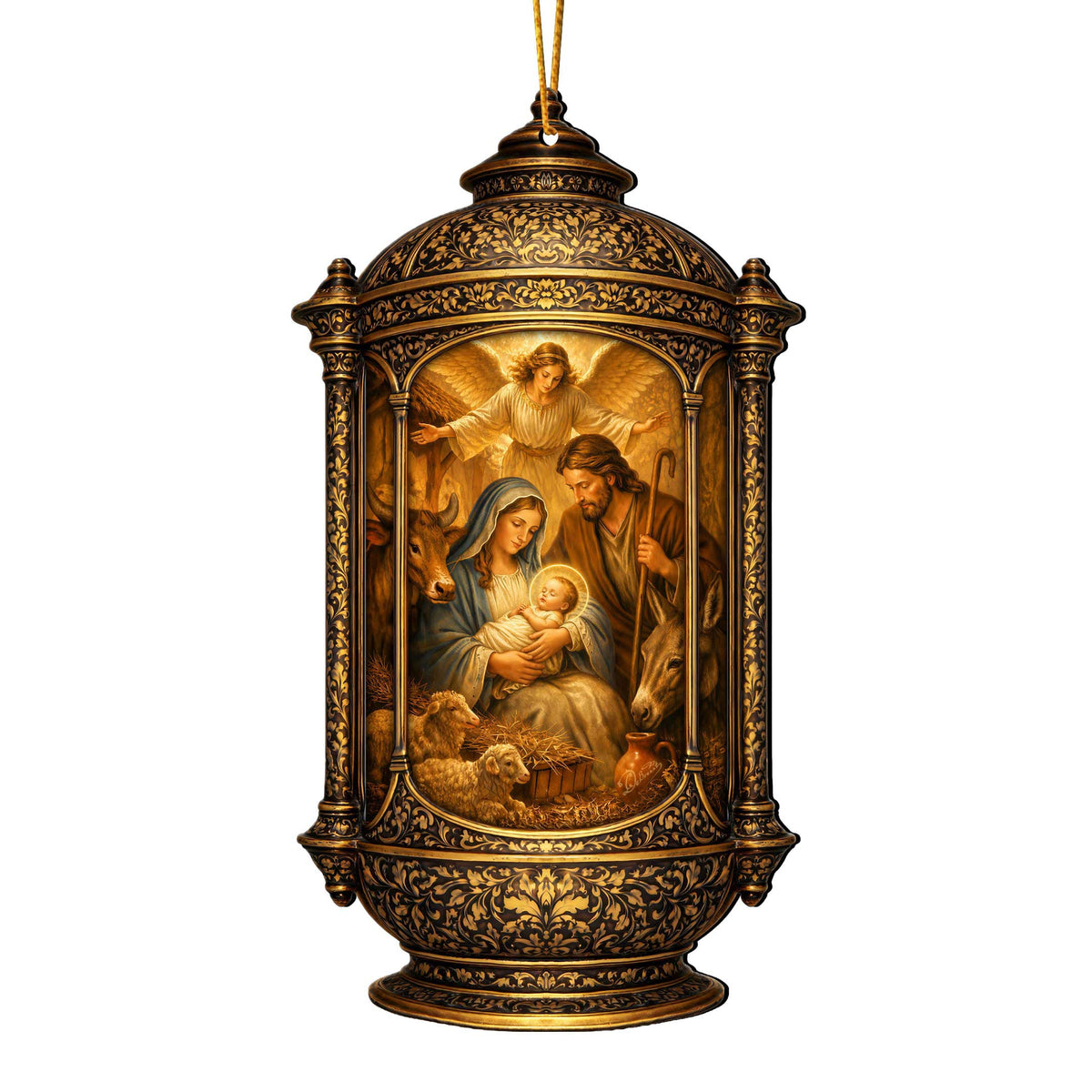 Holy Family Scene Holiday Wooden Ornaments by G. DeBrekht - Nativity Holiday Decor - 8652875