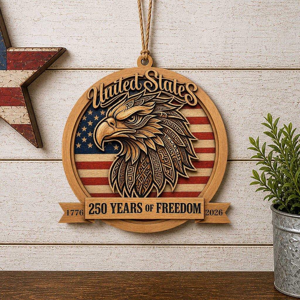 United States 250 Years of Freedom Eagle Door Hanger – Patriotic Wooden Wall Decor 1776–2026 - 8652876H
