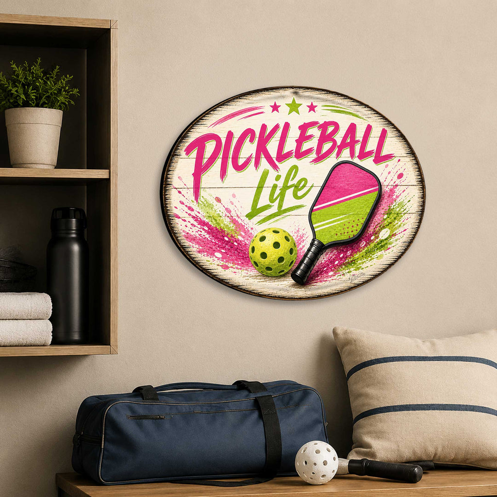 Pickleball Life Wall Decor – Rustic Pickleball Sports Sign – 22x18 Wall Art by G. Debrekht - 8652880H