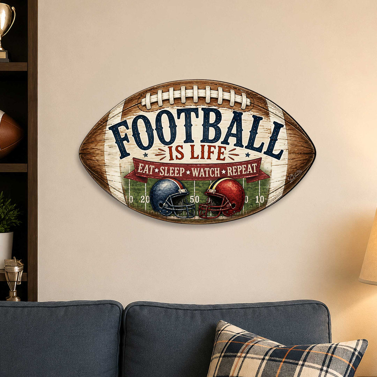 Football Is Life Door Hanger – Rustic Football Sports Sign – Football Wall Decor by G.Debrekht - 8652883H