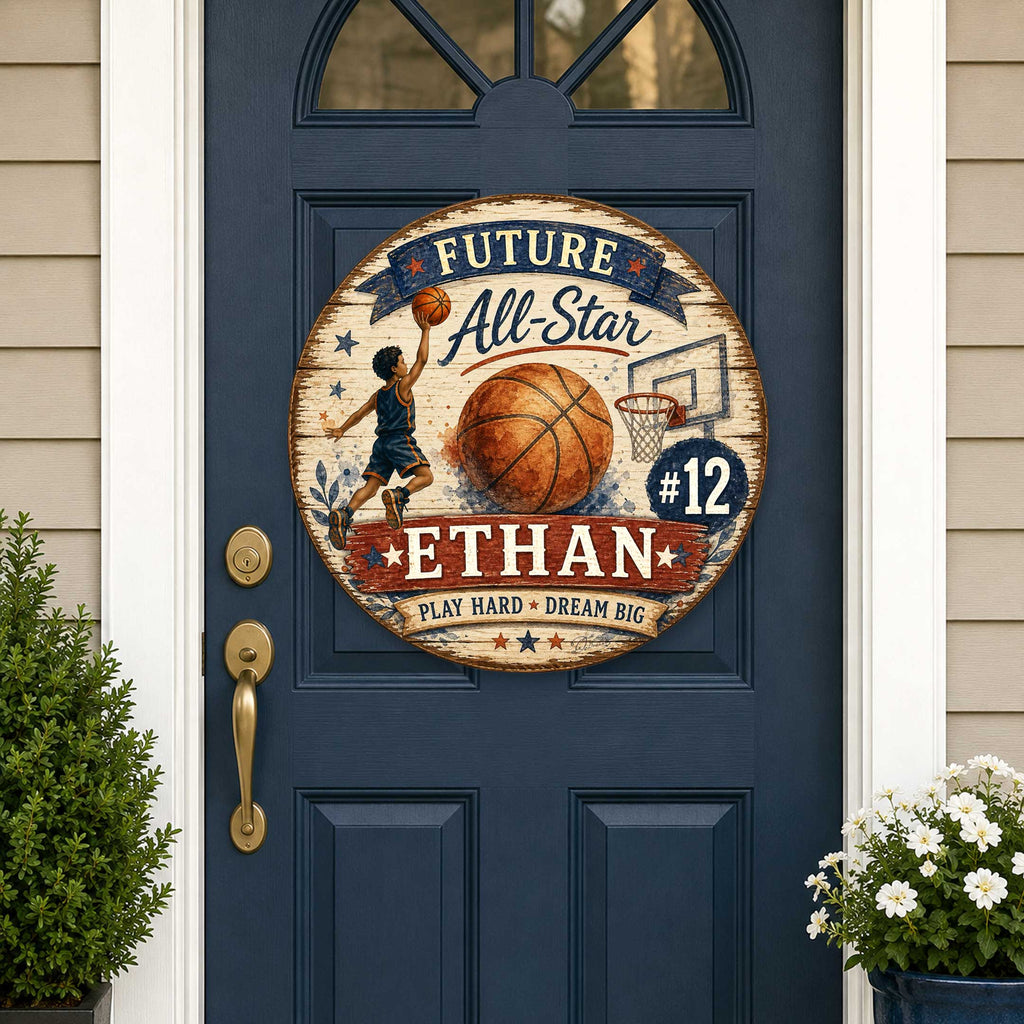 Personalized Future All-Star Basketball Wall Decor – Custom Basketball Name Sign – 19x19 Sports Wall Art by G.Debrekht - 8652884H
