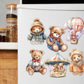 Teddy Bear Decorative Eco Wood Magnets Set of 6 by G. Debrekht - Family Love Décor - 8090025G-S6