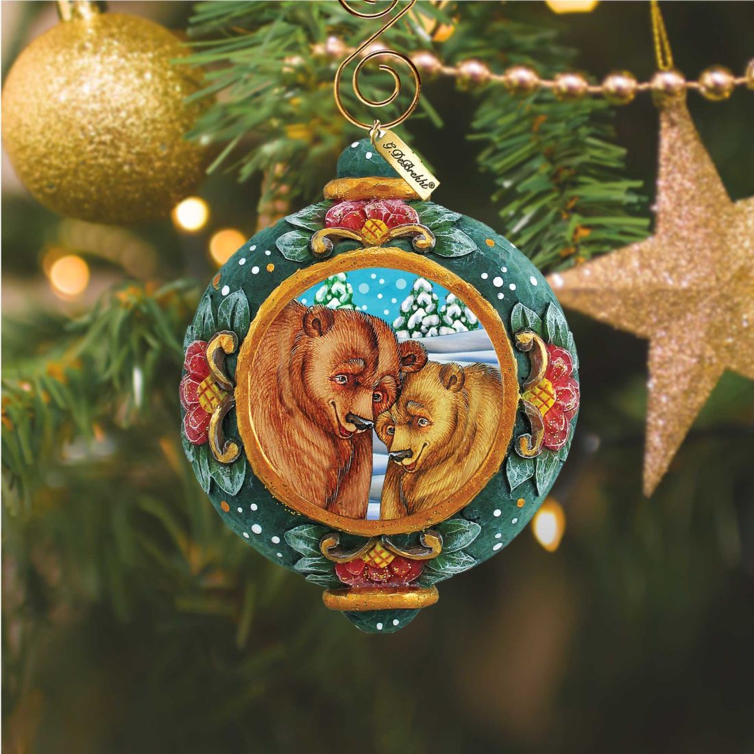 Grizzly Bear Sculpted Hand-Painted Christmas Ornament by G. DeBrekht - Wildlife Holiday Decor - 610560