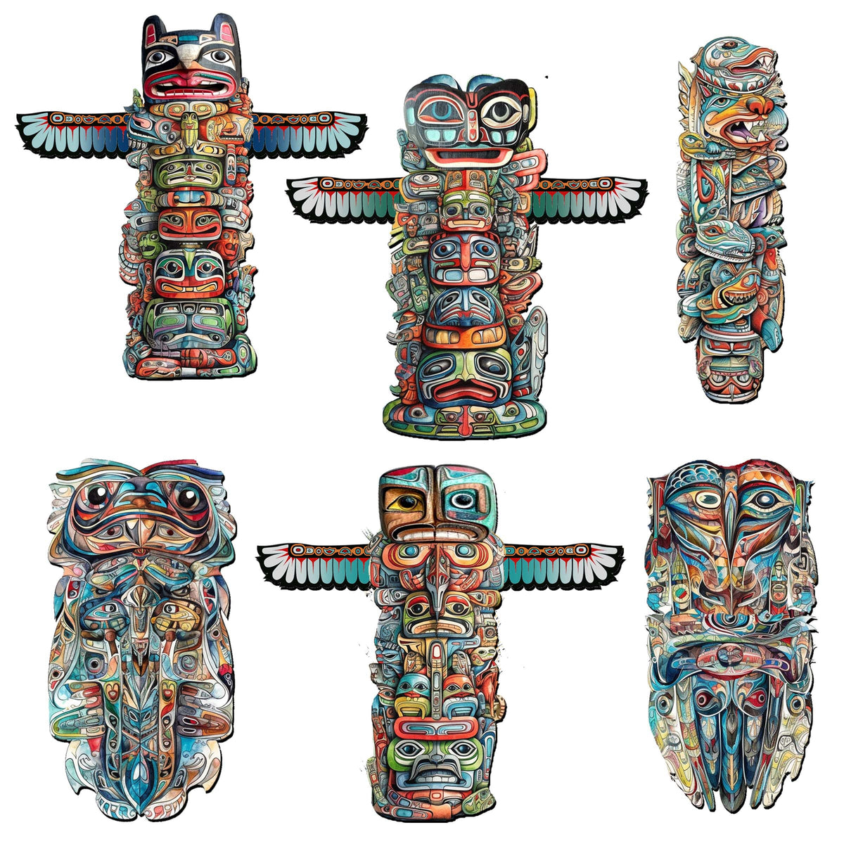Spirit of the Totem Decorative Eco Wood Magnets Set of 6 by G. Debrekht - Wildlife Décor - 8090117G-S6