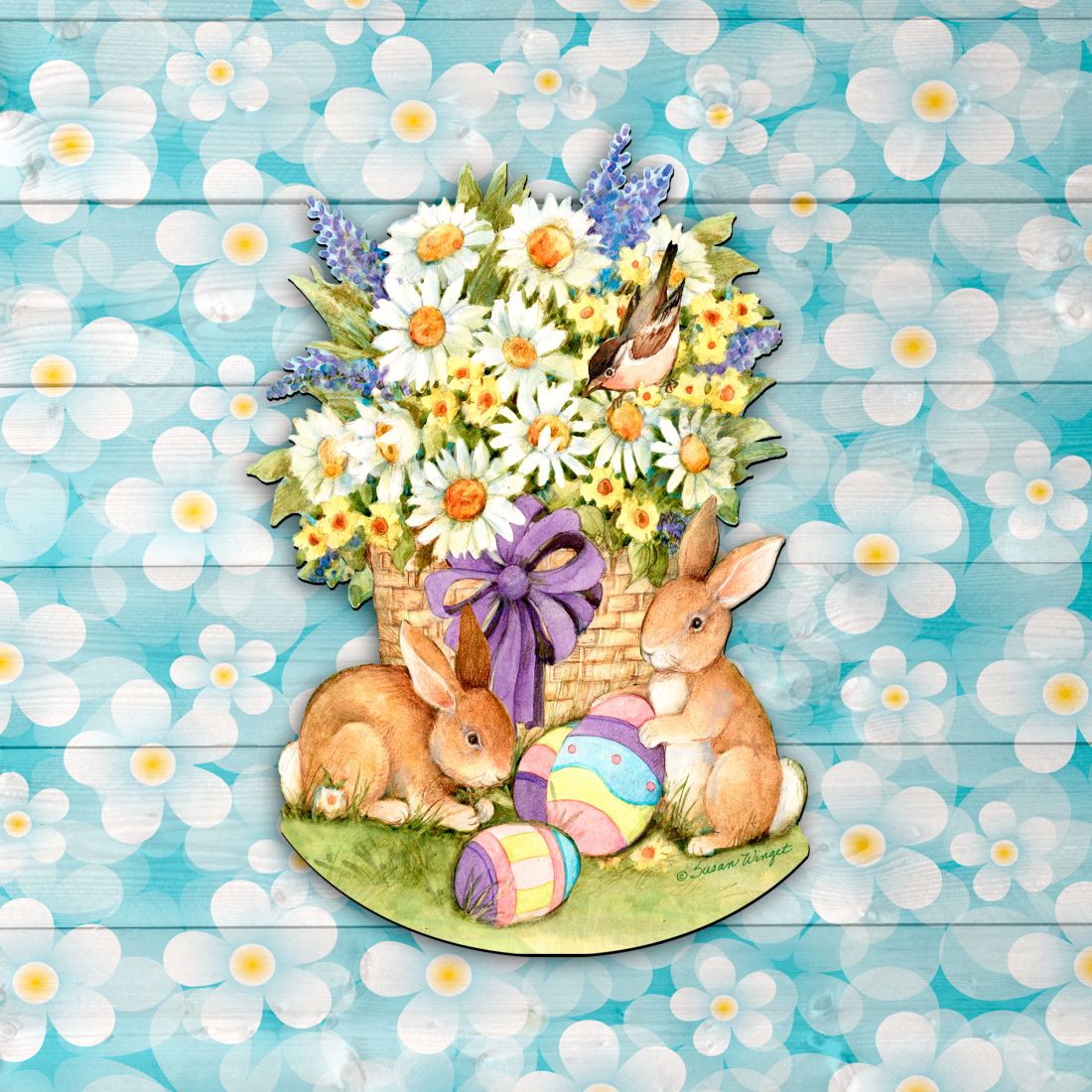 Spring Bunny Easter Door Decor by Susan Winget - Easter Spring Decor - 8471301H-SW