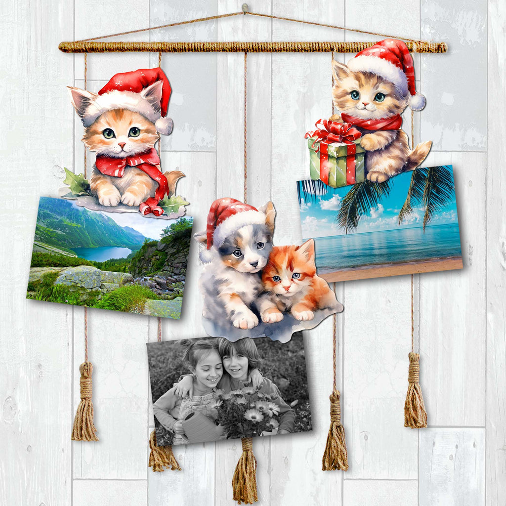 Christmas Cats Clip-On Eco Wood Decorative Ornaments Set of 3 by G. Debrekht - Christmas Decor - 8091016C-S3