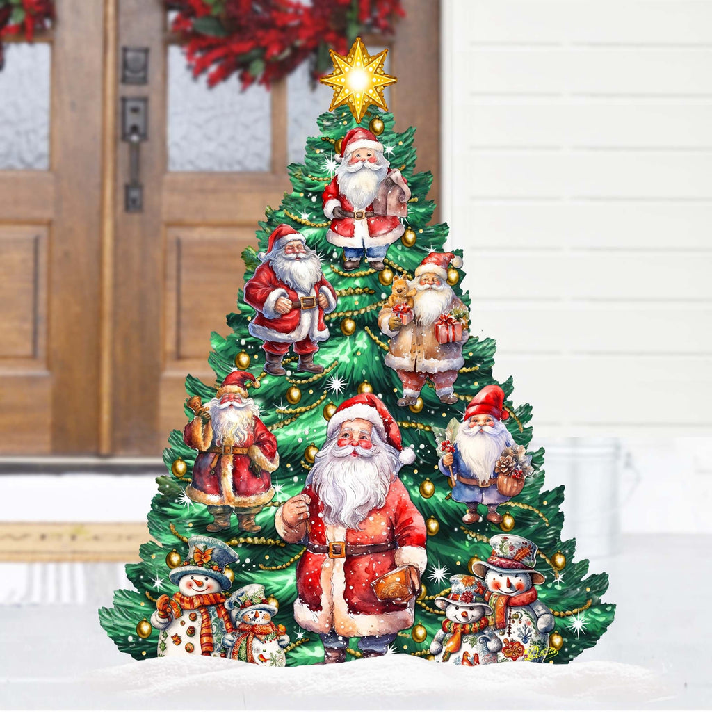 Santa Claus-Themed Christmas Tree Outdoor Indoor Decor Wooden Christmas Decoration by G. Debrekht Christmas Decor - 8191516F