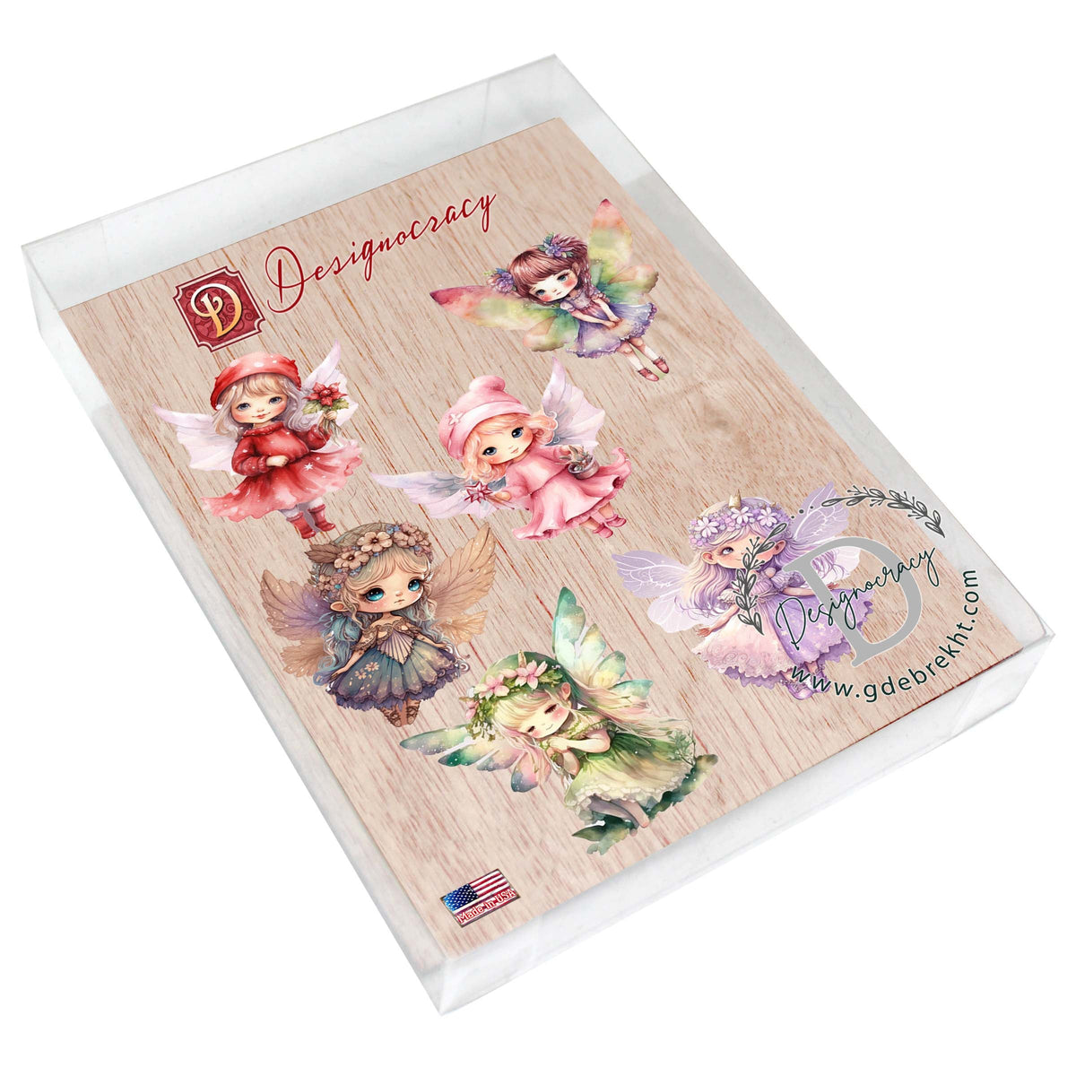 Colorful Fairies Decorative Eco Wood Magnets Set of 6 by G. Debrekht - Love Family Decor - 8090006G-S6