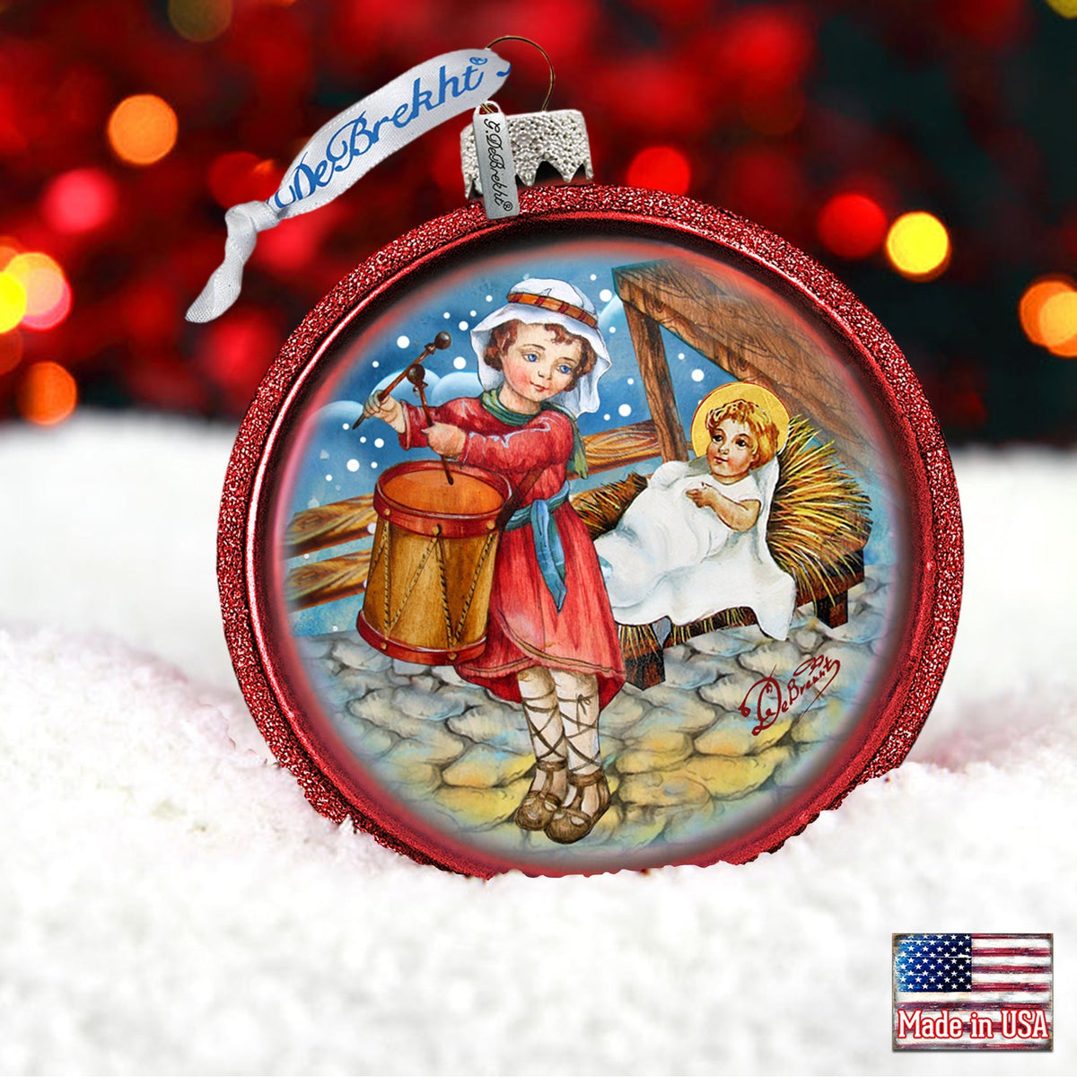 Drummer Boy Ball Glass Ornament by G. DeBrekht - 73531C