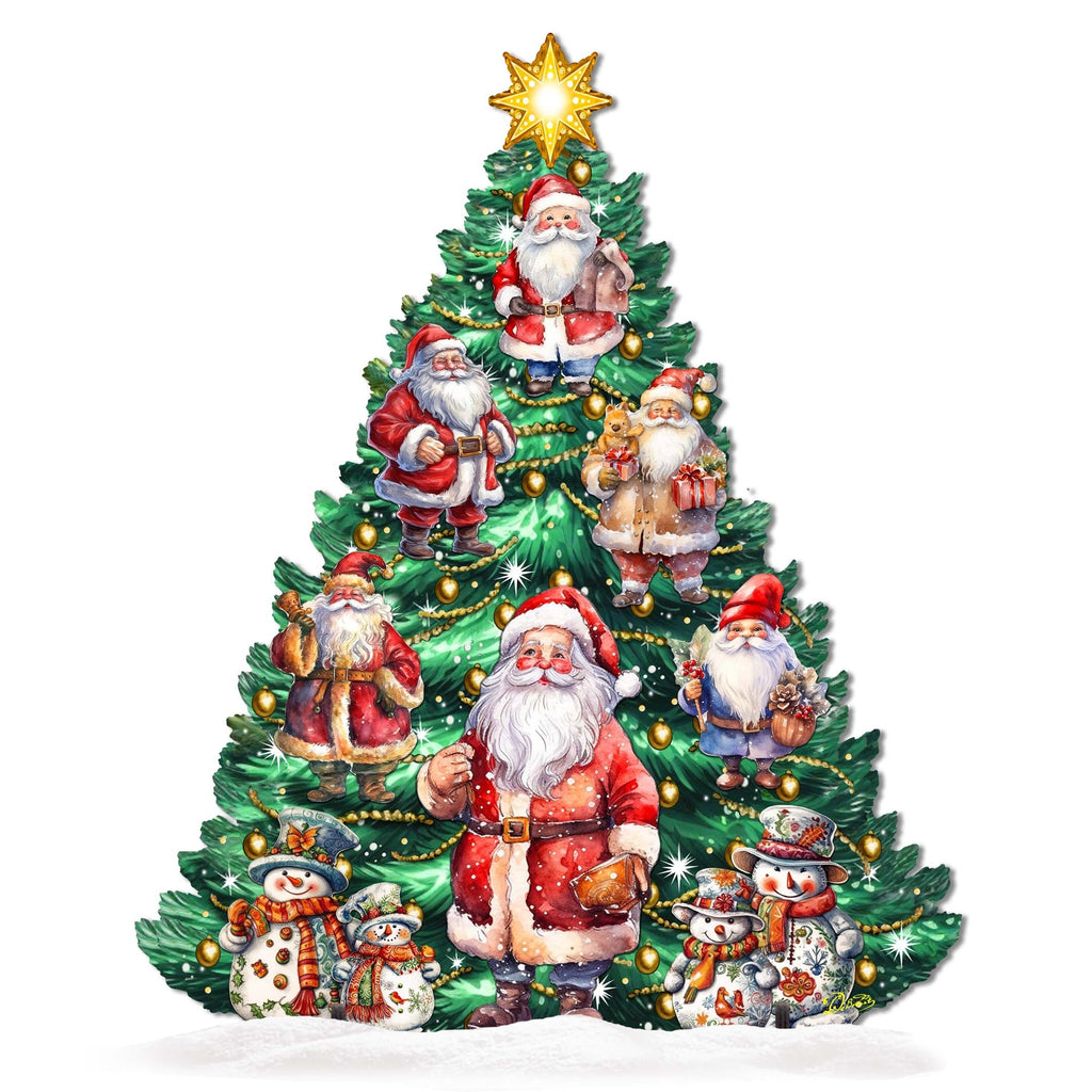 Santa Claus-Themed Christmas Tree Outdoor Indoor Decor Wooden Christmas Decoration by G. Debrekht Christmas Decor - 8191516F